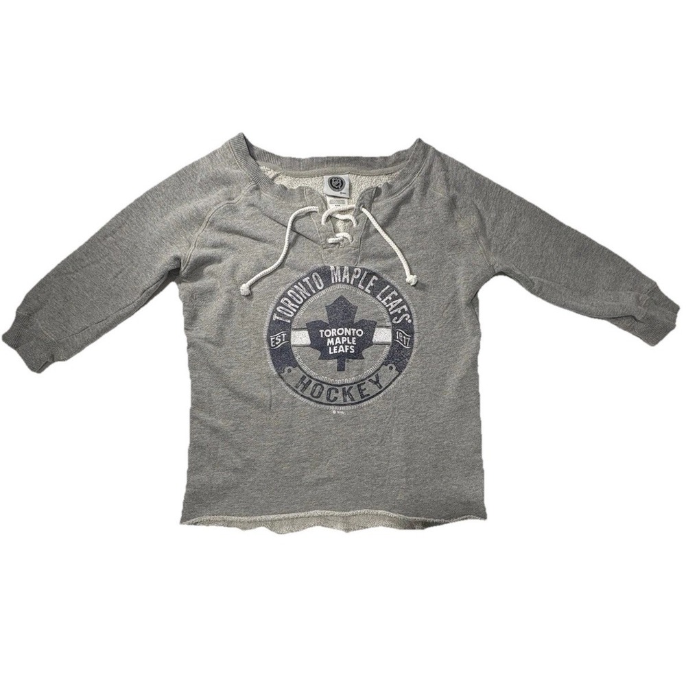 NHL Toronto Maple Leafs Distressed Scoop Neck Lace Up Women's Medium Sweatshirt.